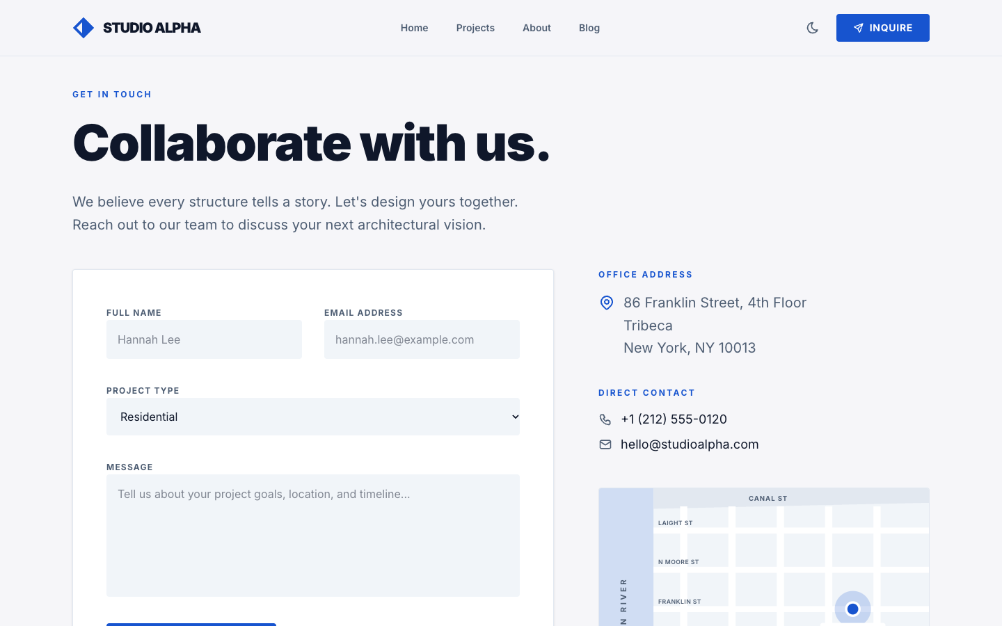 Form & Function Architects website template preview 4