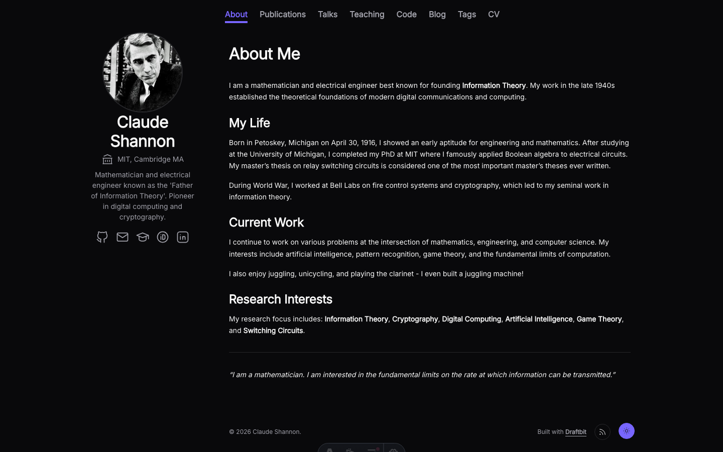 Academic Portfolio website template — page 2