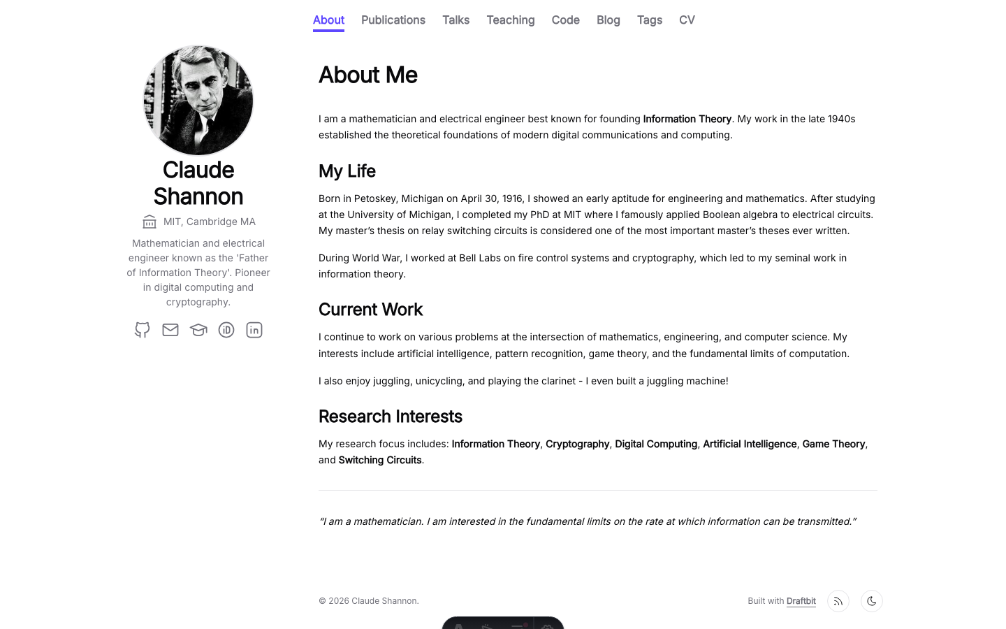 Academic Portfolio website template preview