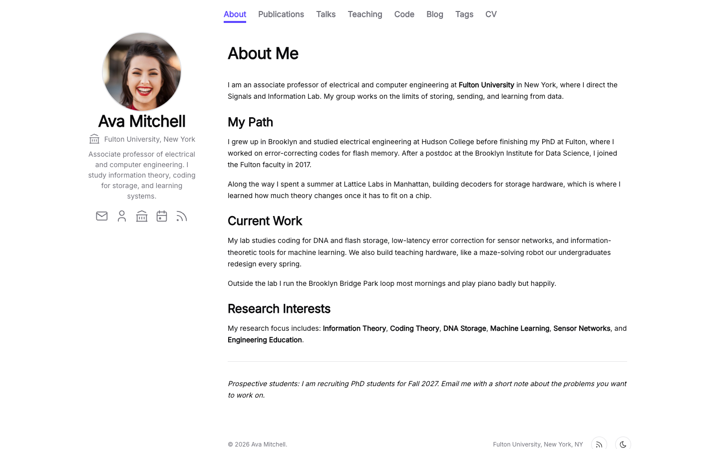 Academic Portfolio website template preview