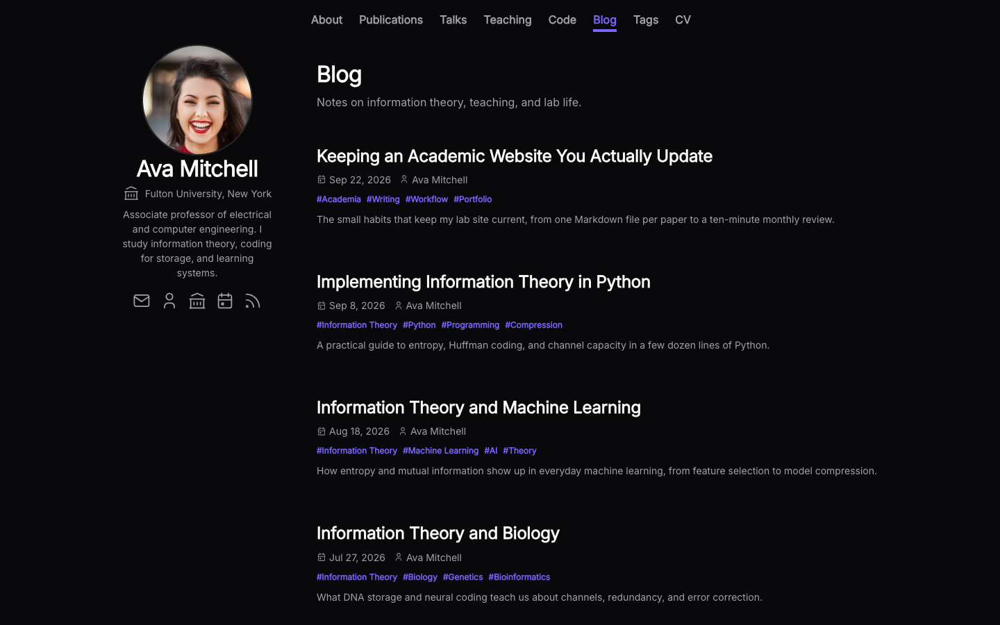 Academic Portfolio website template preview 4