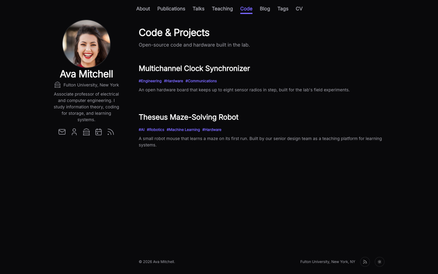 Academic Portfolio website template preview 5