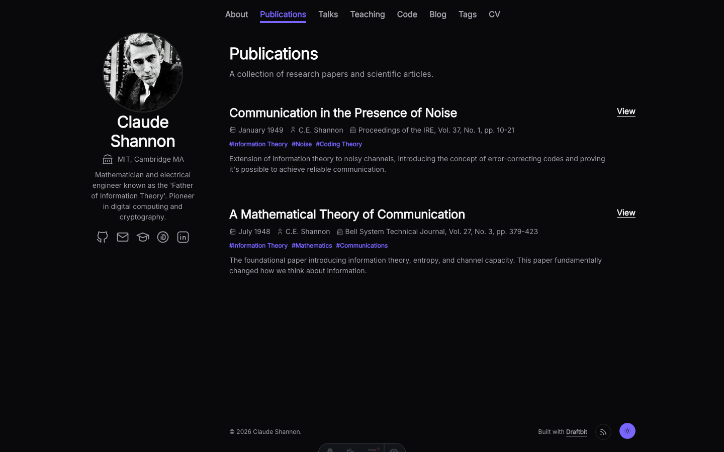 Academic Portfolio website template — page 6