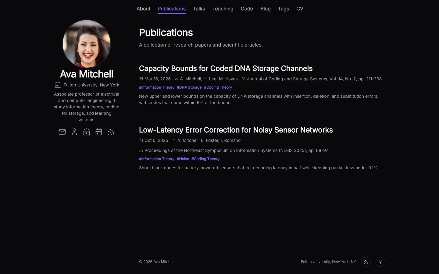 Academic Portfolio website template preview 6