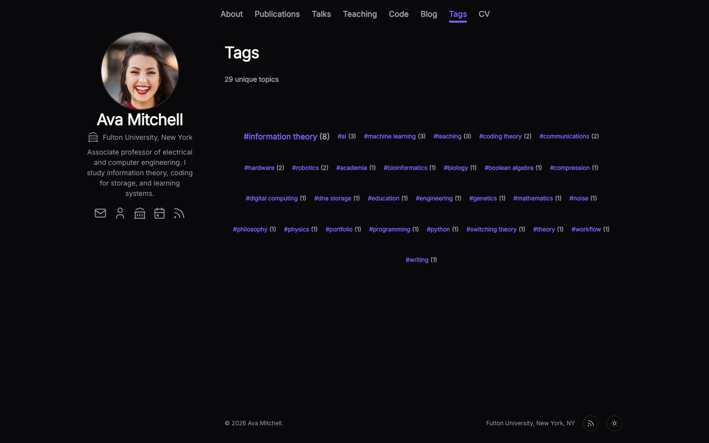 Academic Portfolio website template preview 7