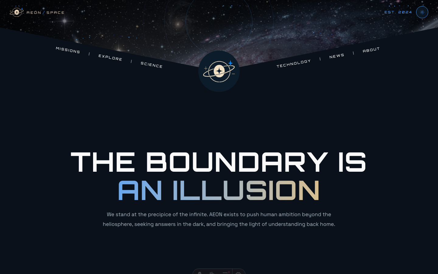 Aeon Space Agency website template — page 2