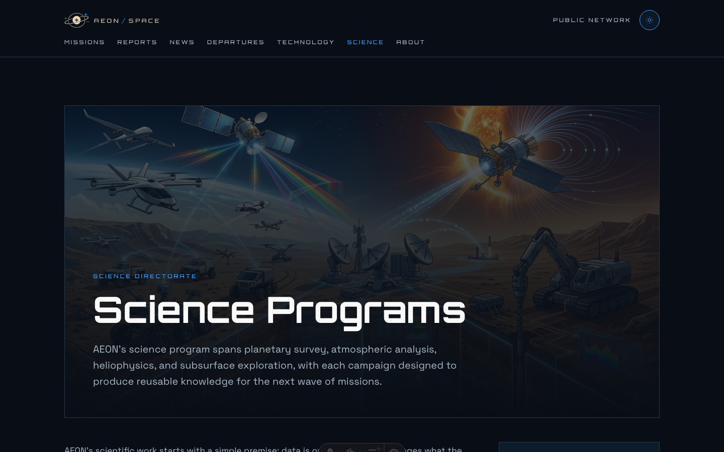 Aeon Space Agency website template — page 9