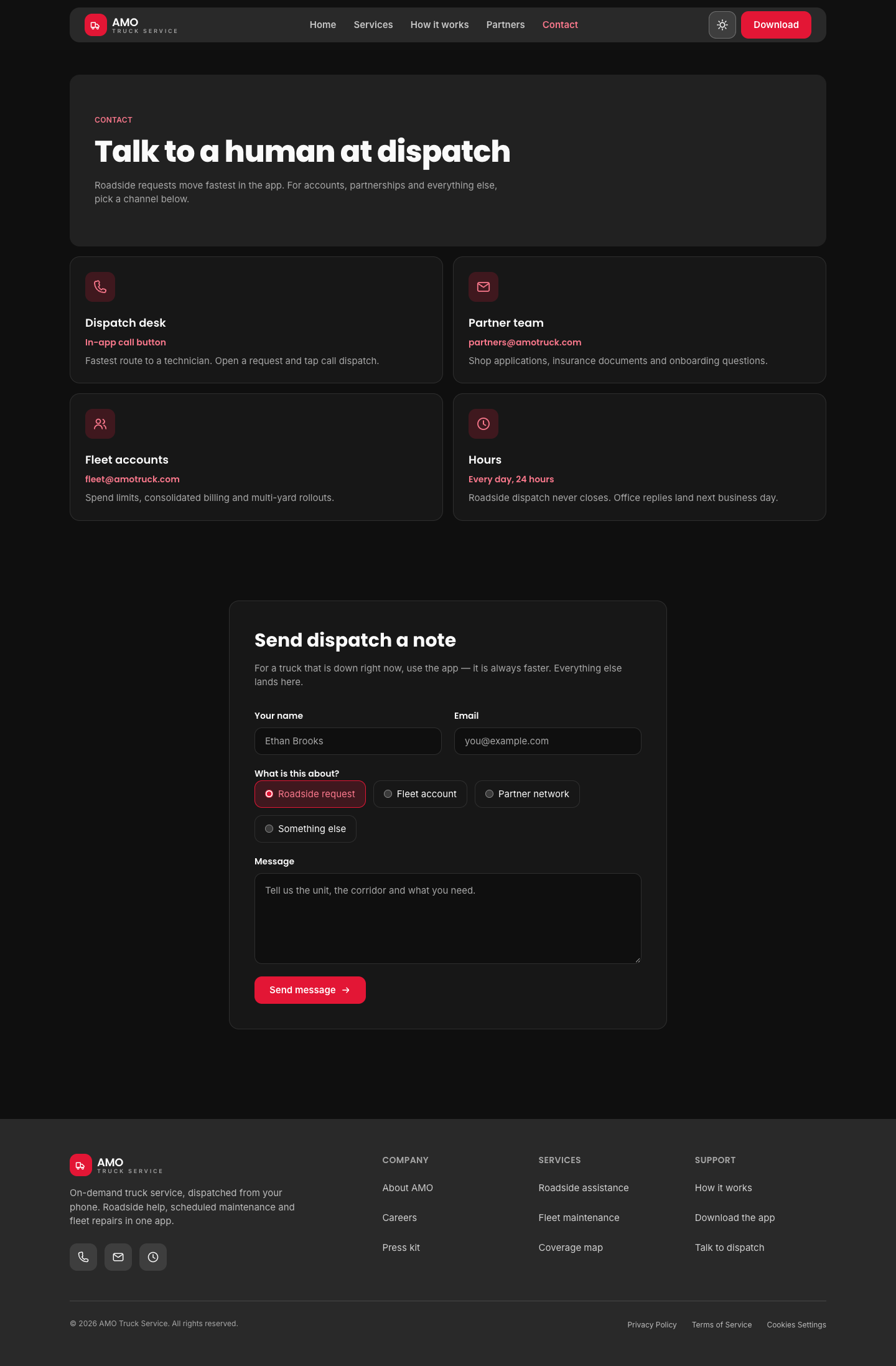 AMO Truck Service - Cards website template preview 6
