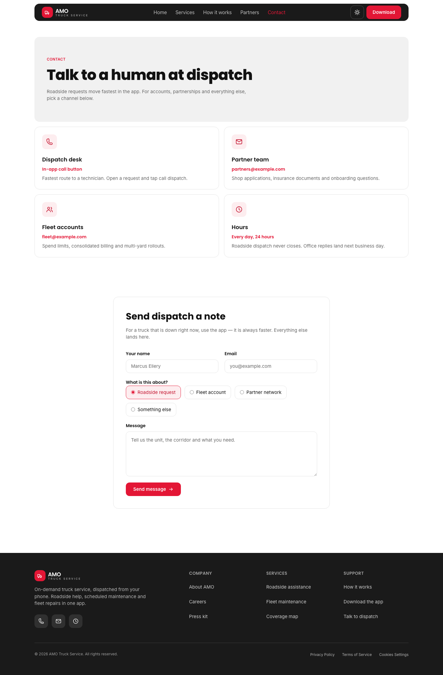 AMO Truck Service - Cards website template preview 7