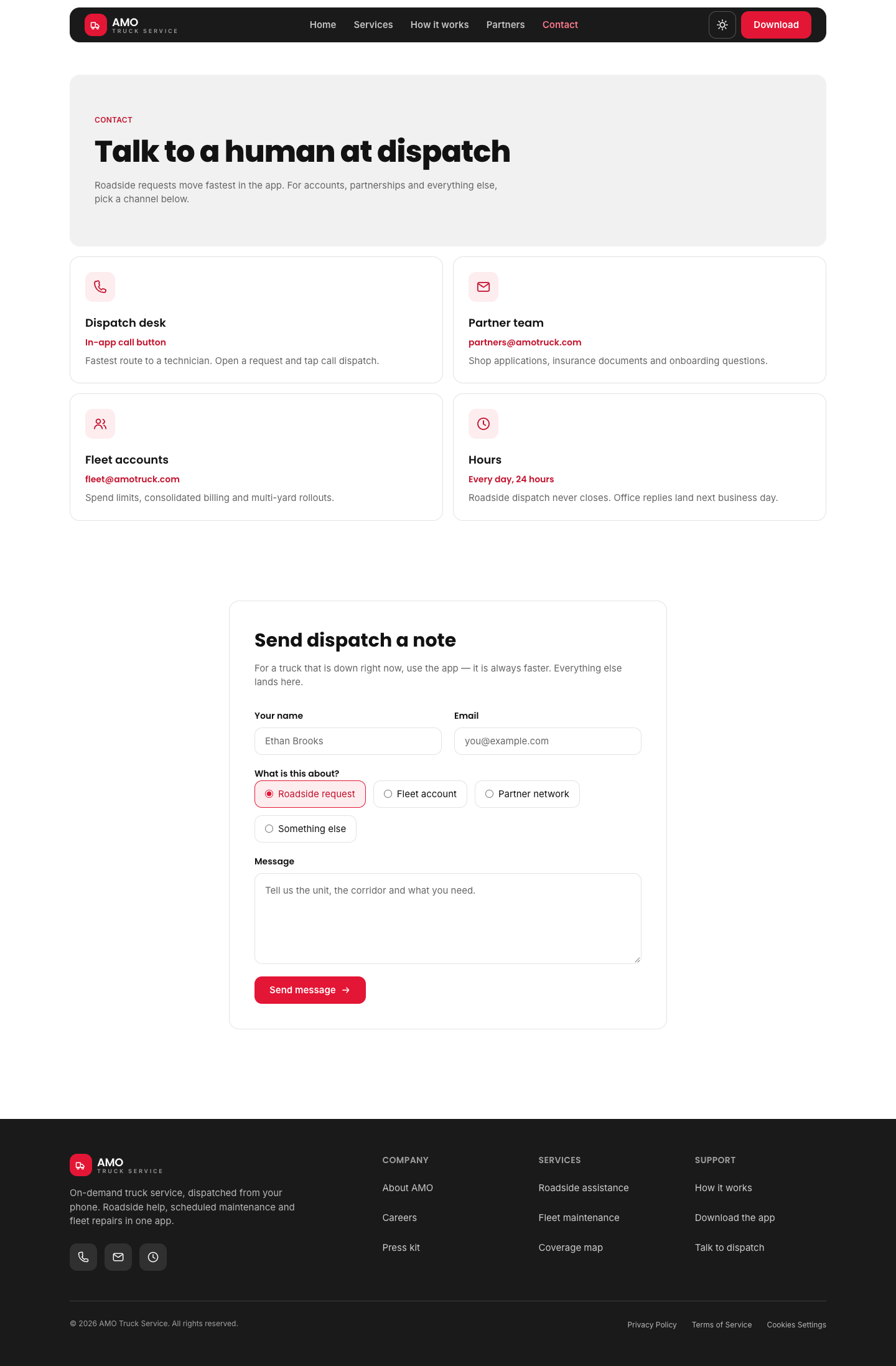 AMO Truck Service - Cards website template preview 7