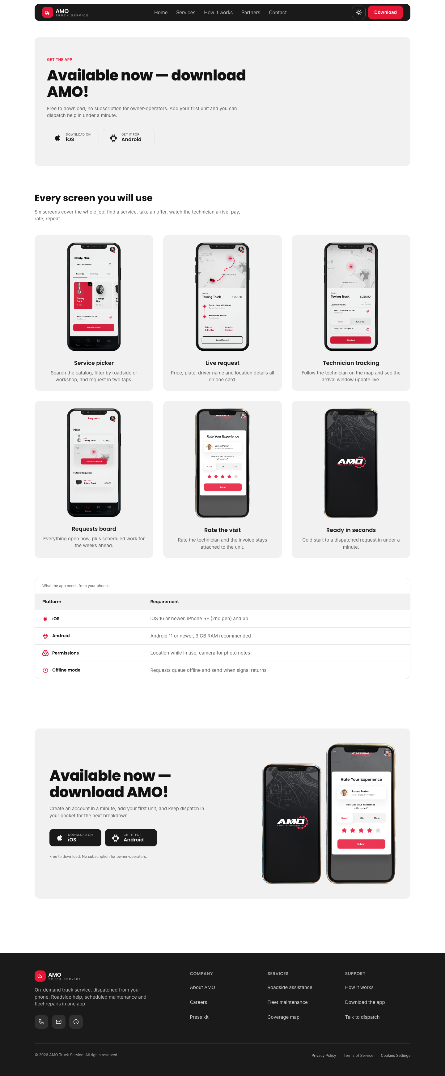 AMO Truck Service - Cards website template preview 8