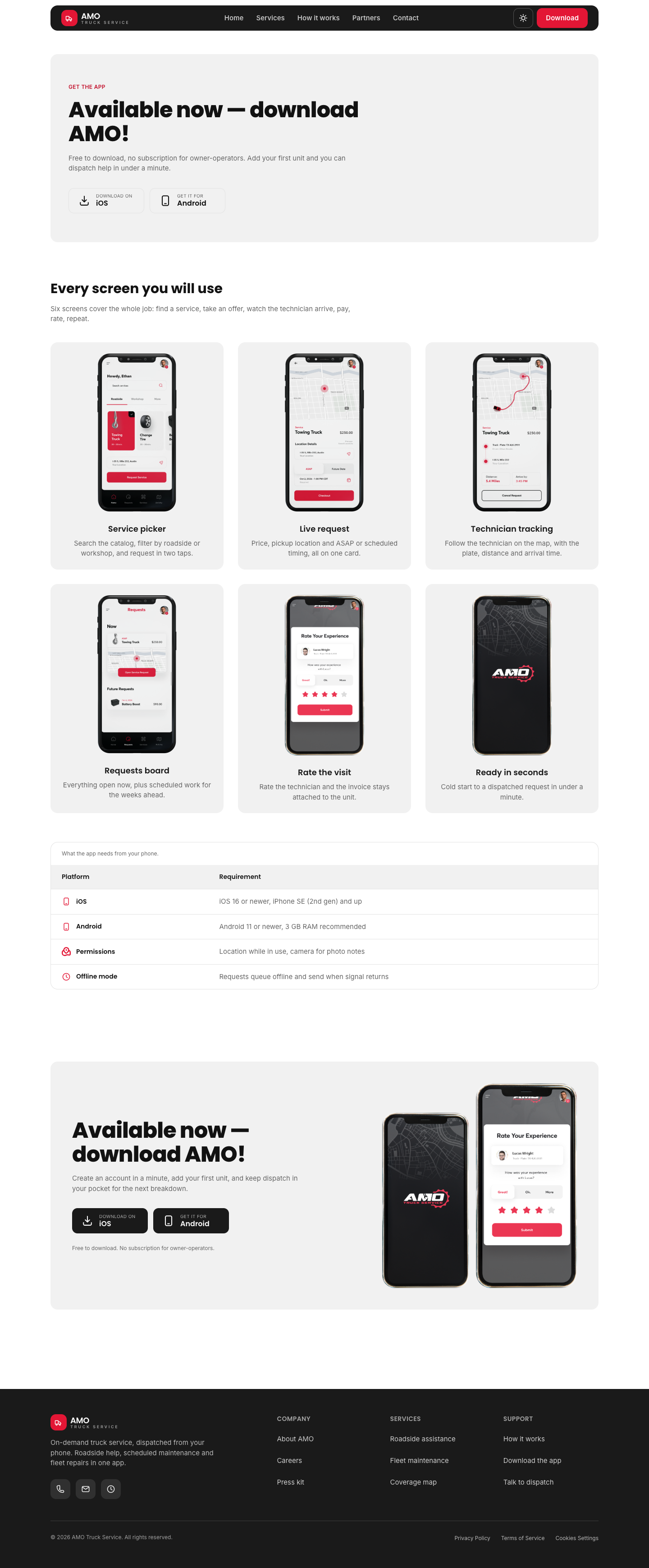 AMO Truck Service - Cards website template preview 8