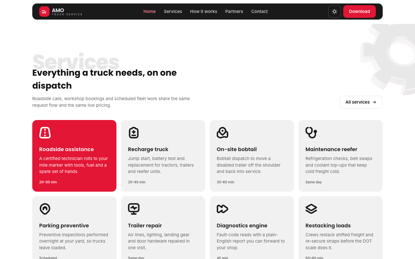AMO Truck Service - Cards website template preview 5