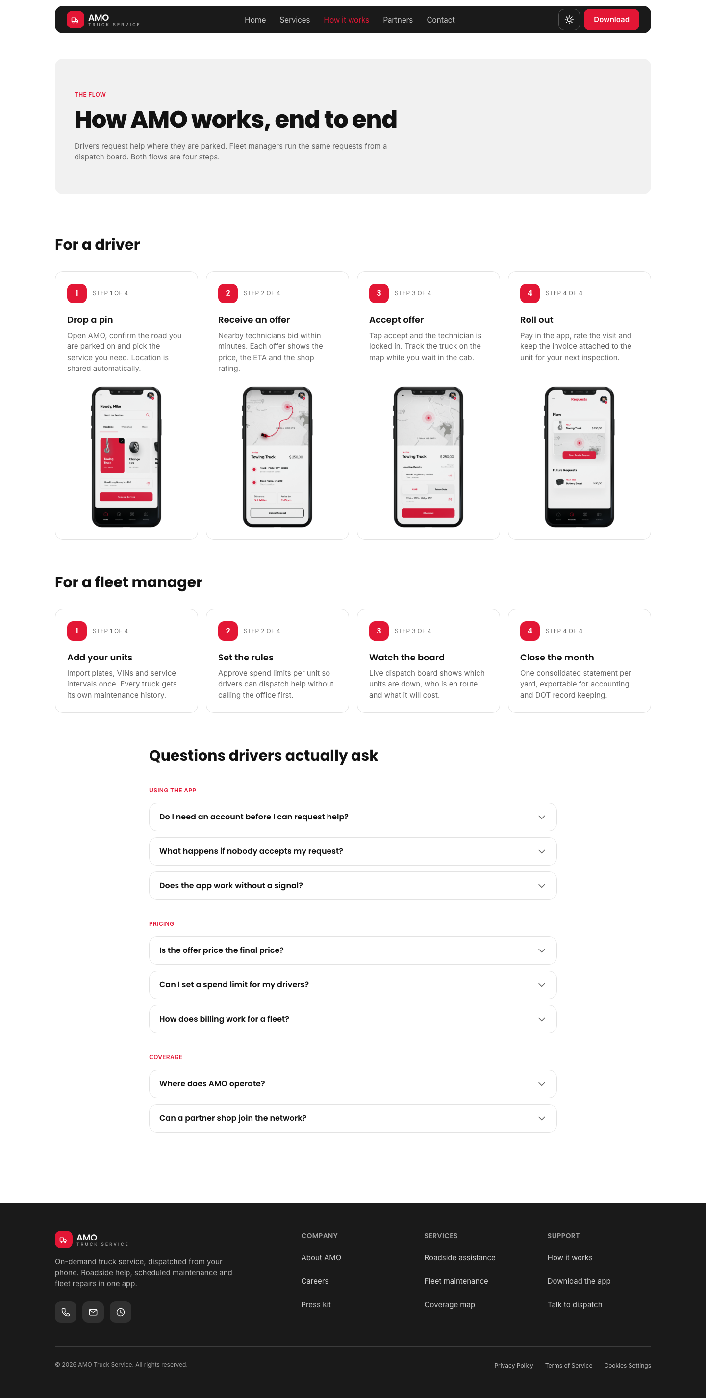 AMO Truck Service - Cards website template preview 9