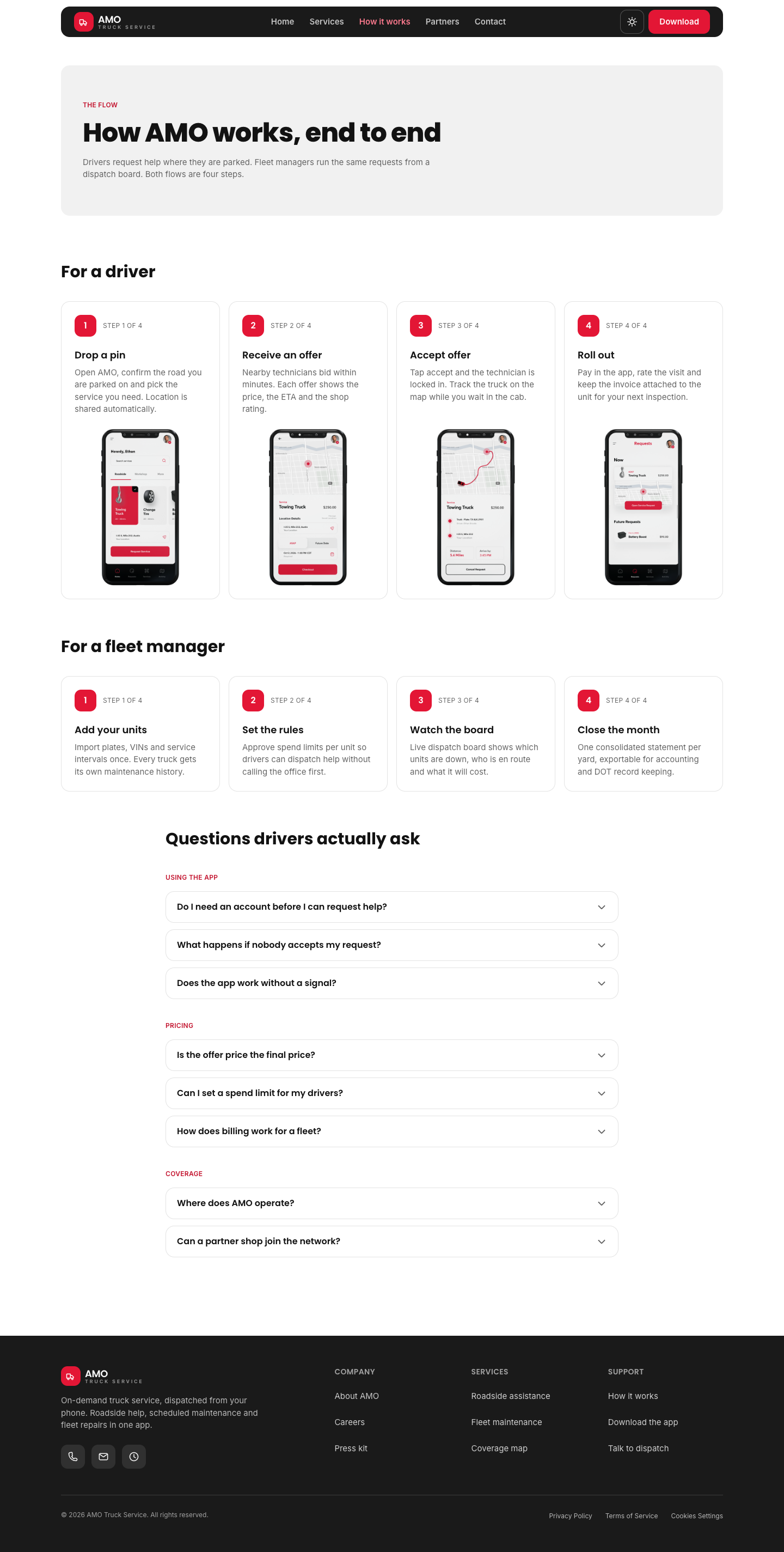 AMO Truck Service - Cards website template preview 9