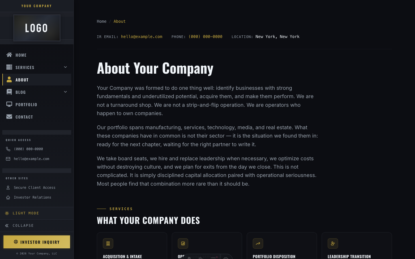 Apex Services website template — page 3