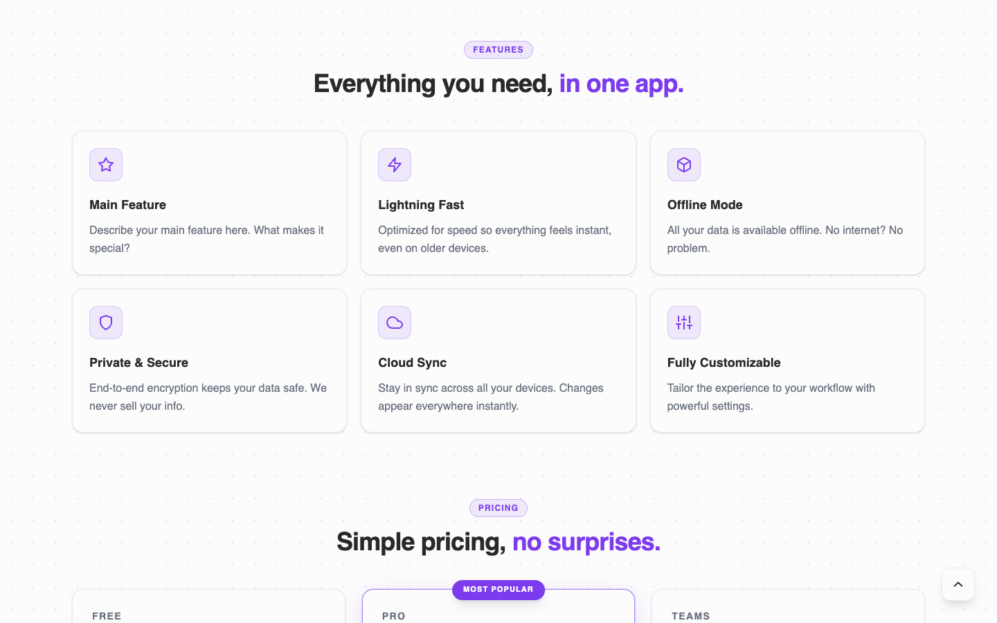 App Landing website template preview 3