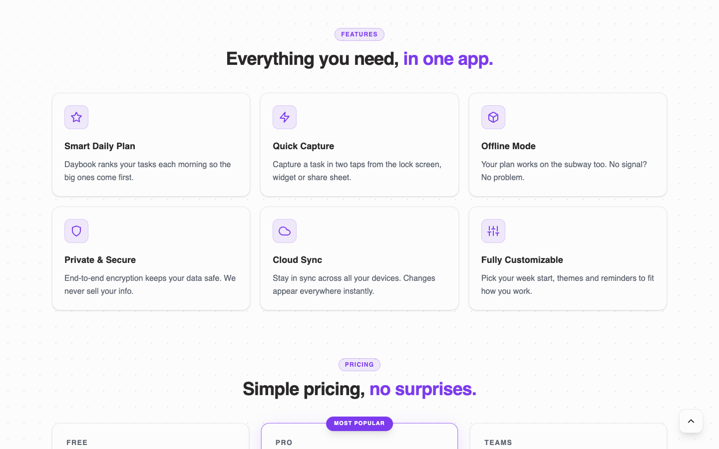 App Landing website template preview 3