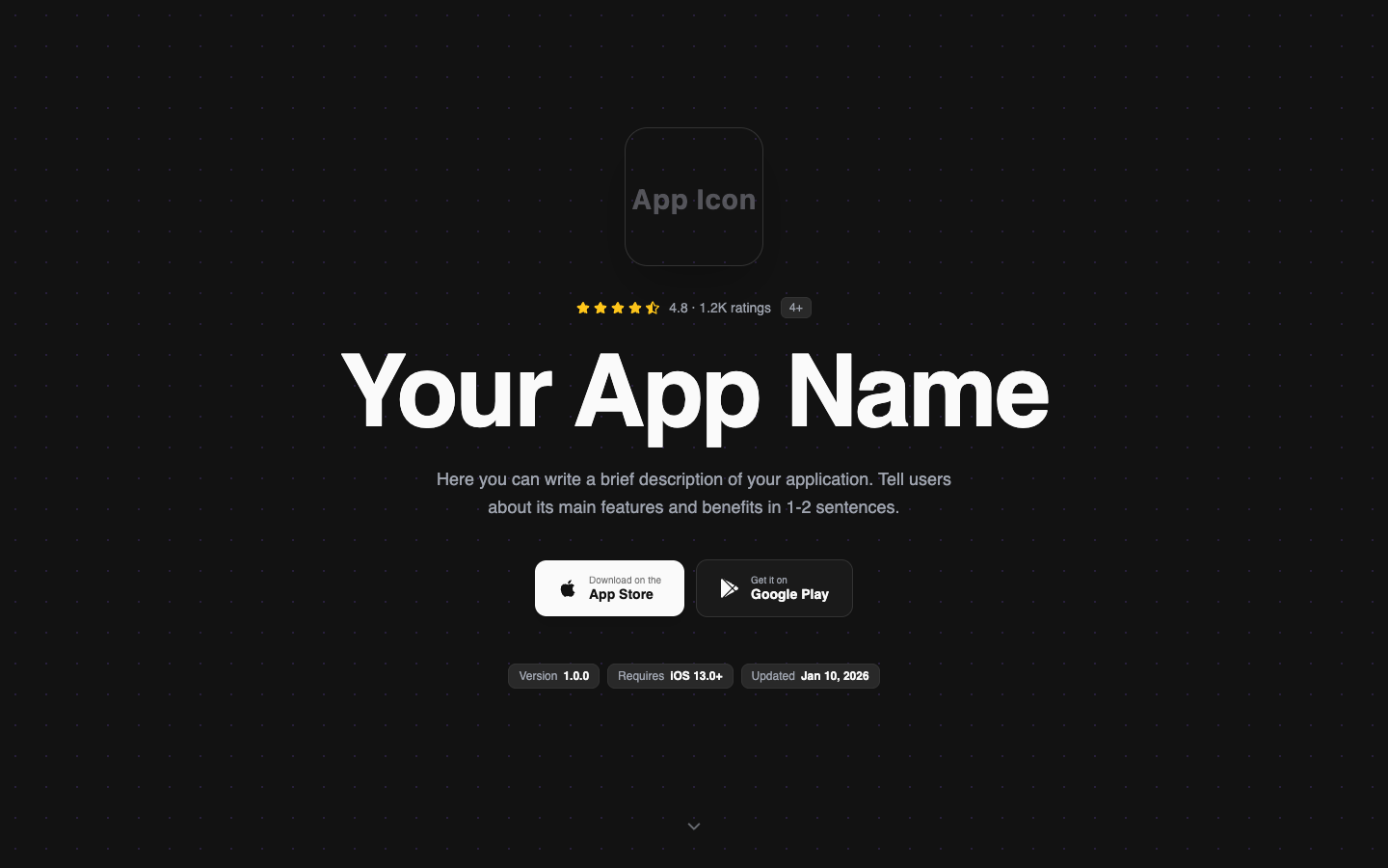 App Landing website template preview 2