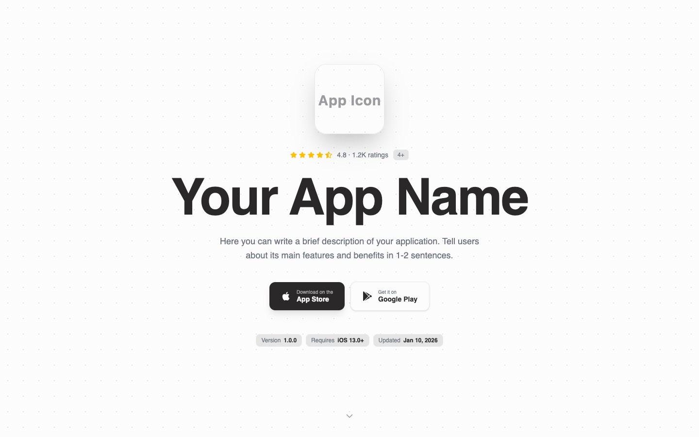 App Landing website template preview