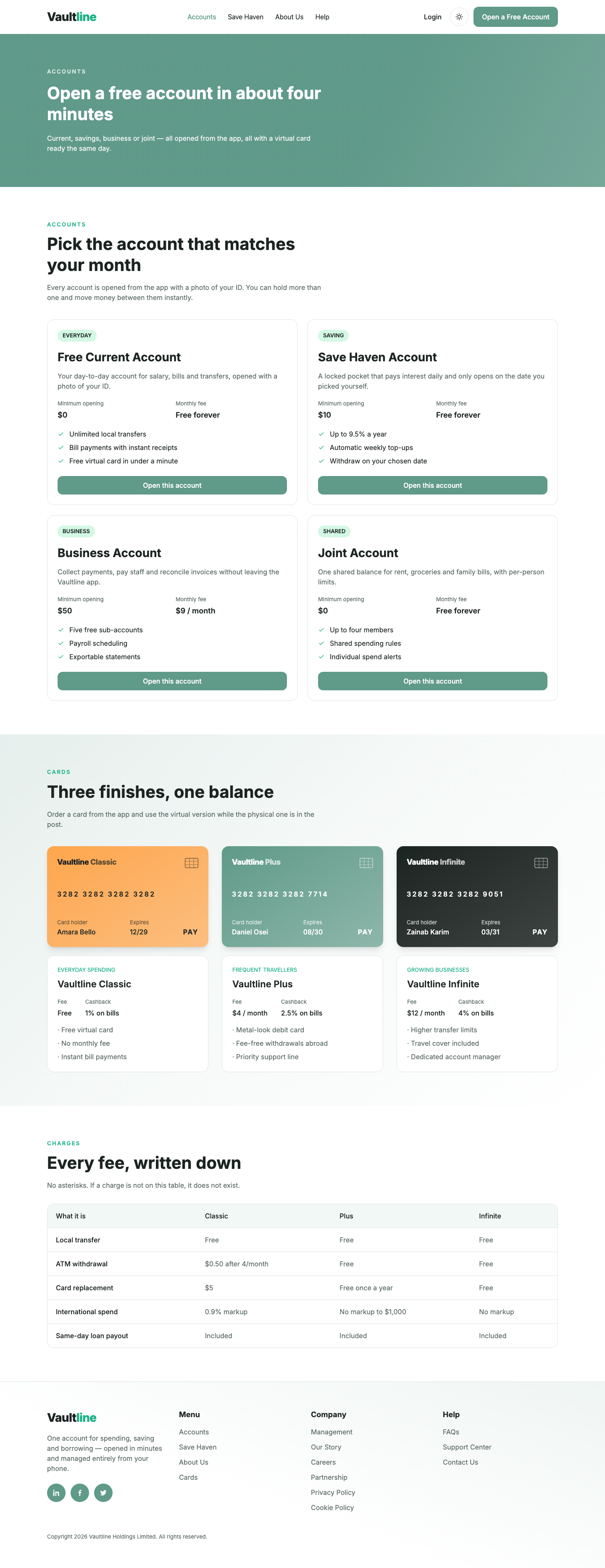 Vaultline website template preview 8