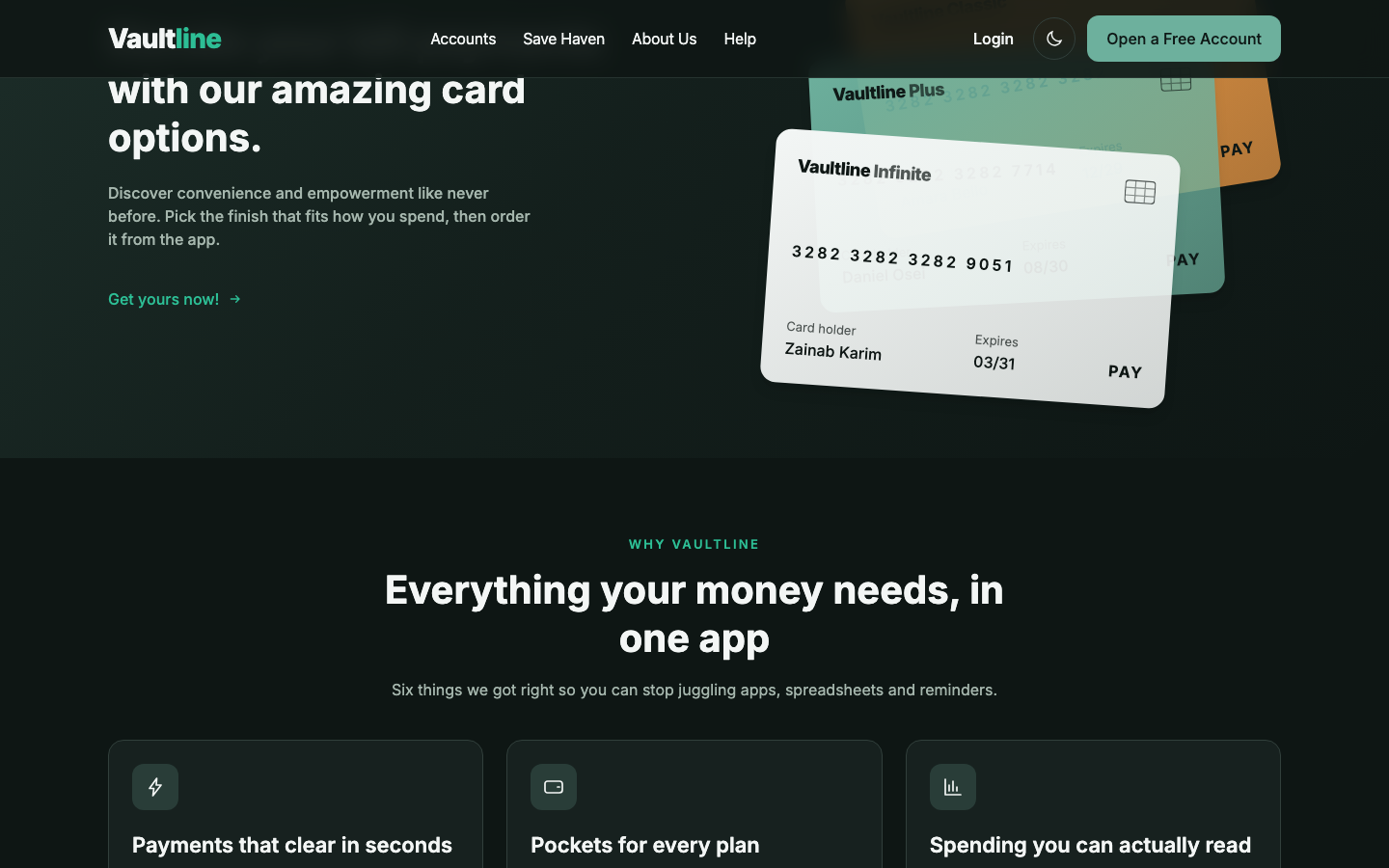 Vaultline website template preview 4