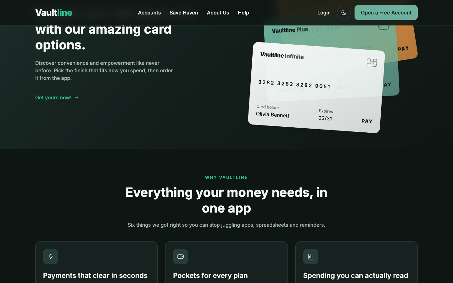 Vaultline website template preview 4