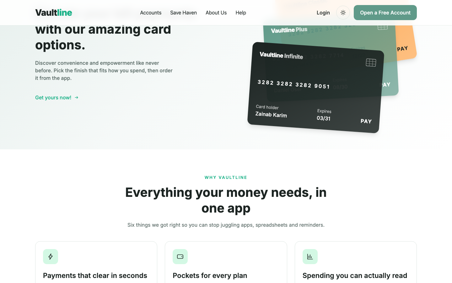 Vaultline website template preview 3