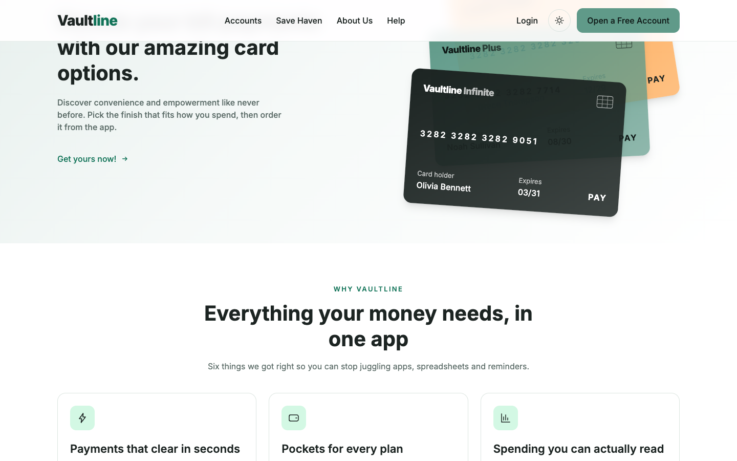 Vaultline website template preview 3