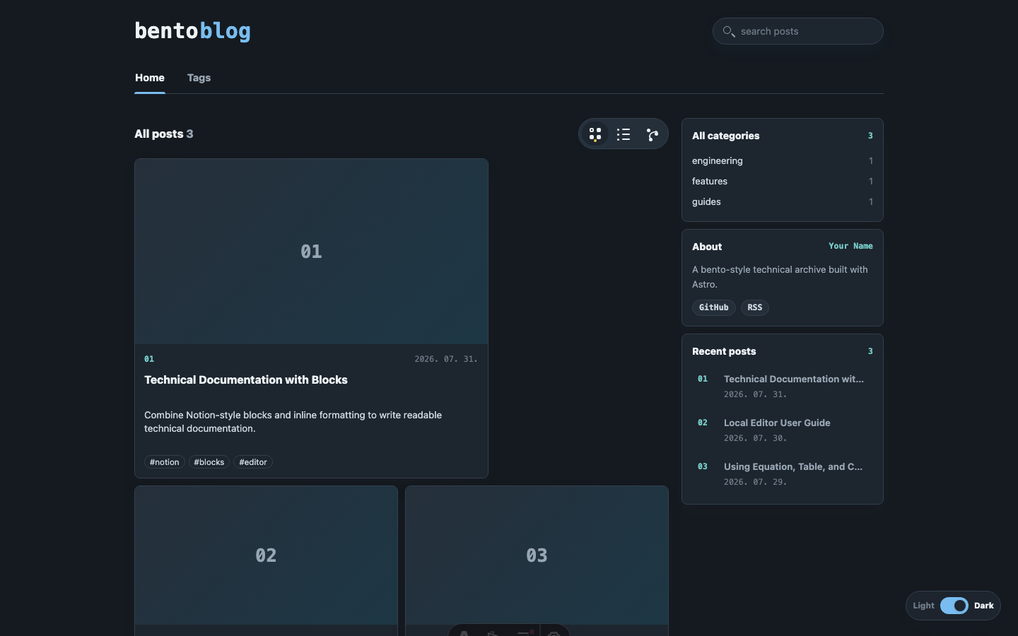 Bento Blog website template — page 2