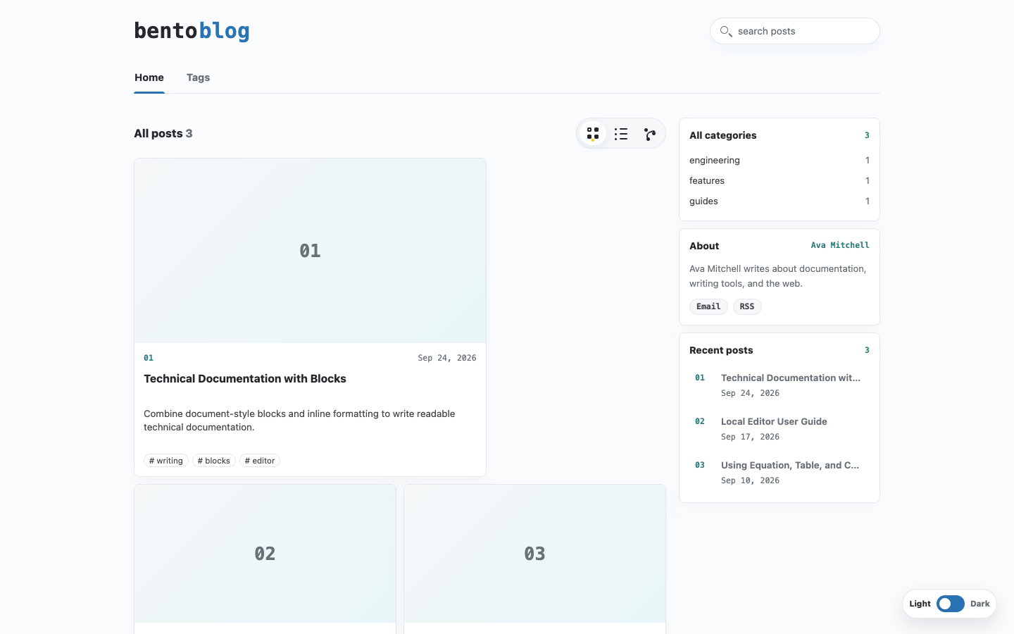 Bento Blog website template preview