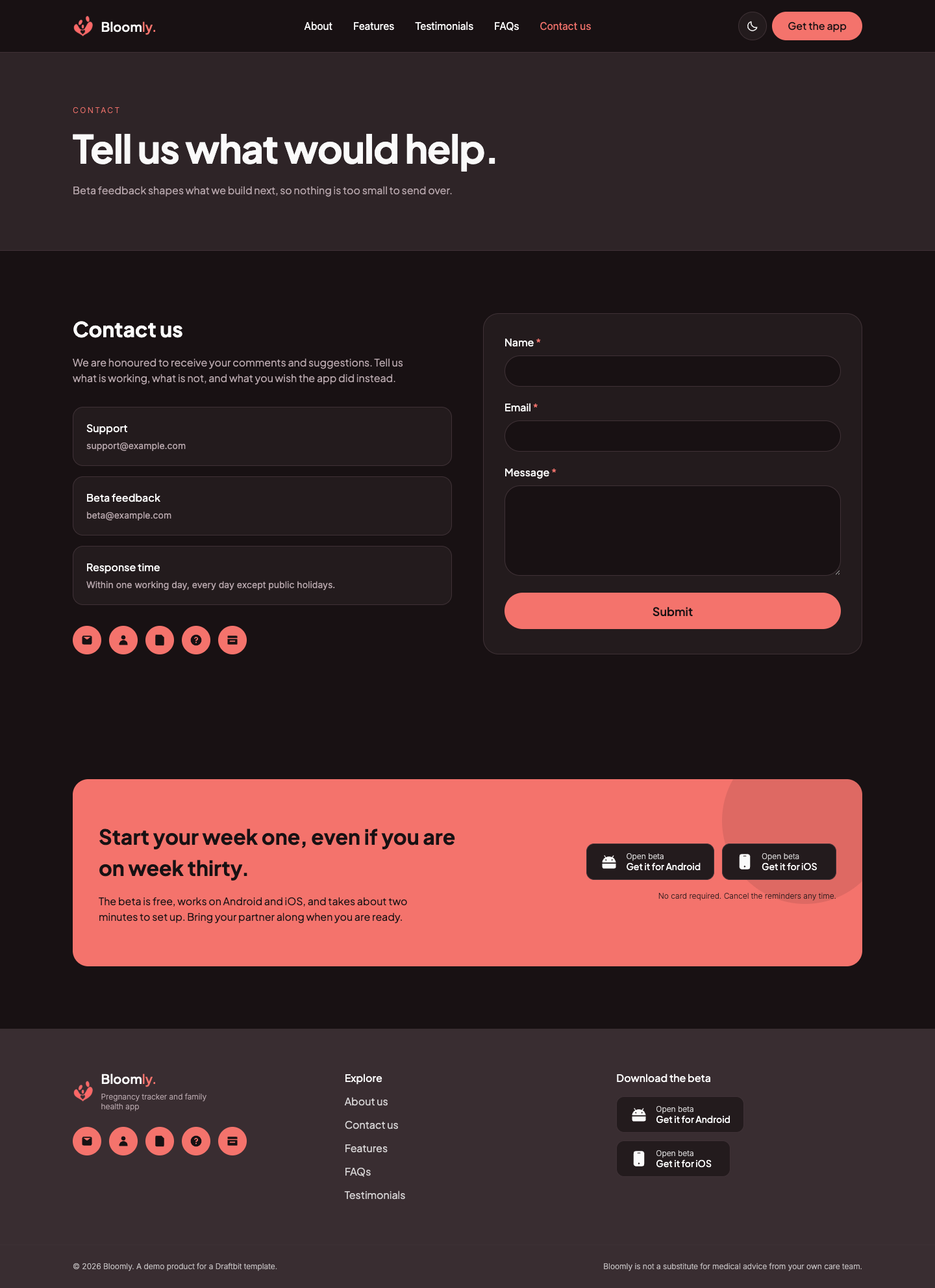 Bloomly website template preview 7