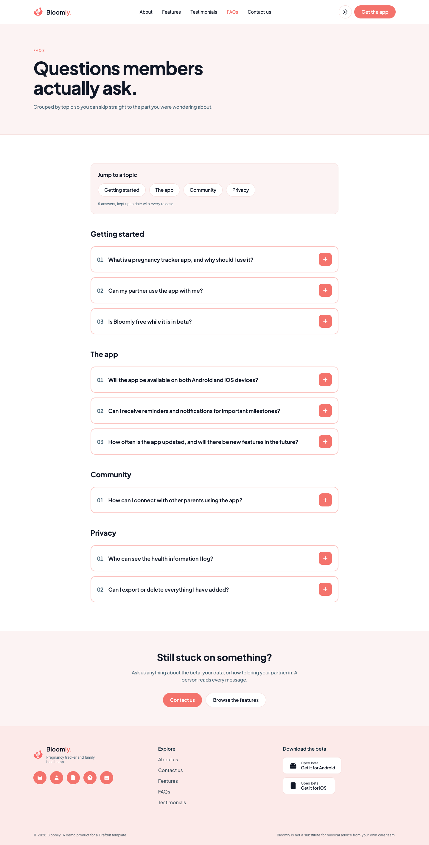 Bloomly website template preview 8