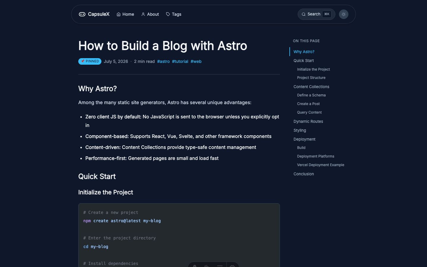 CapsuleX website template — page 3
