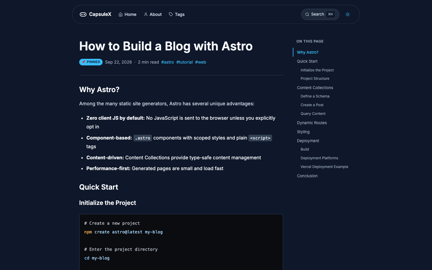 CapsuleX website template preview 3