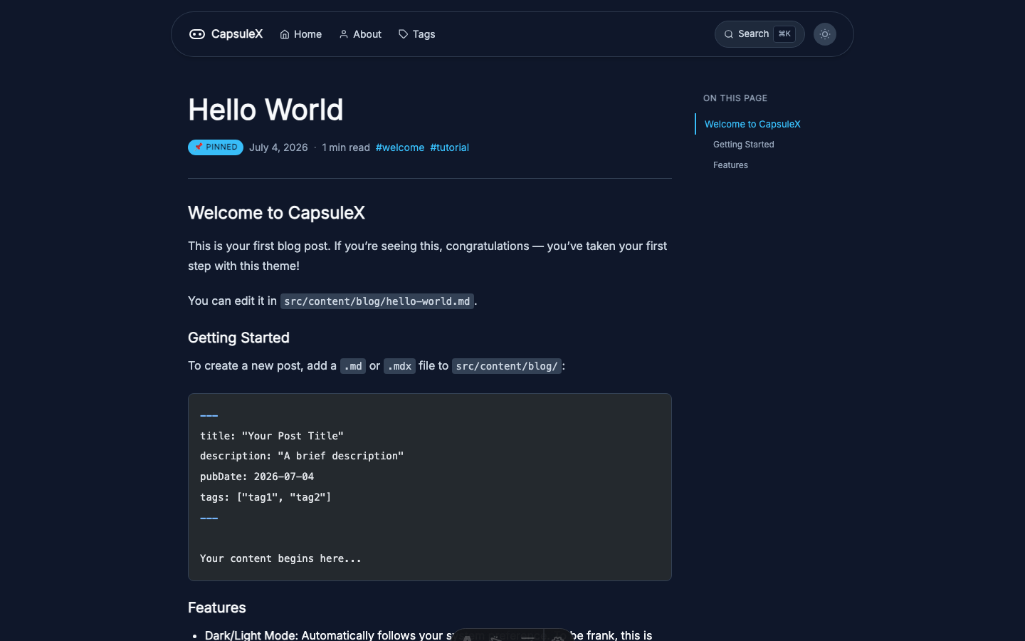 CapsuleX website template — page 4