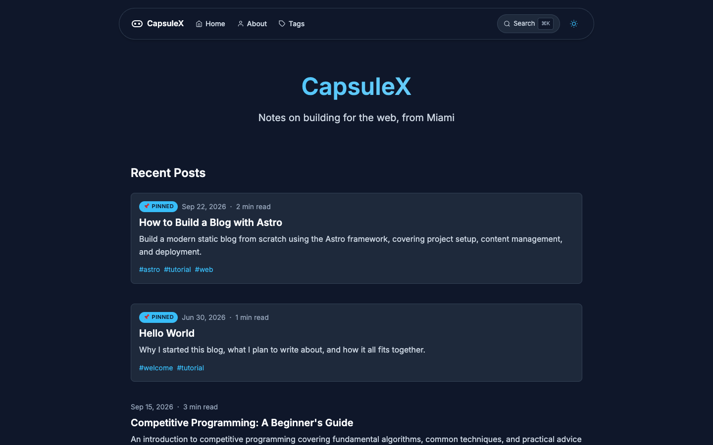 CapsuleX website template preview 2