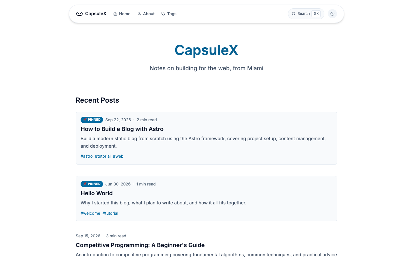 CapsuleX website template preview