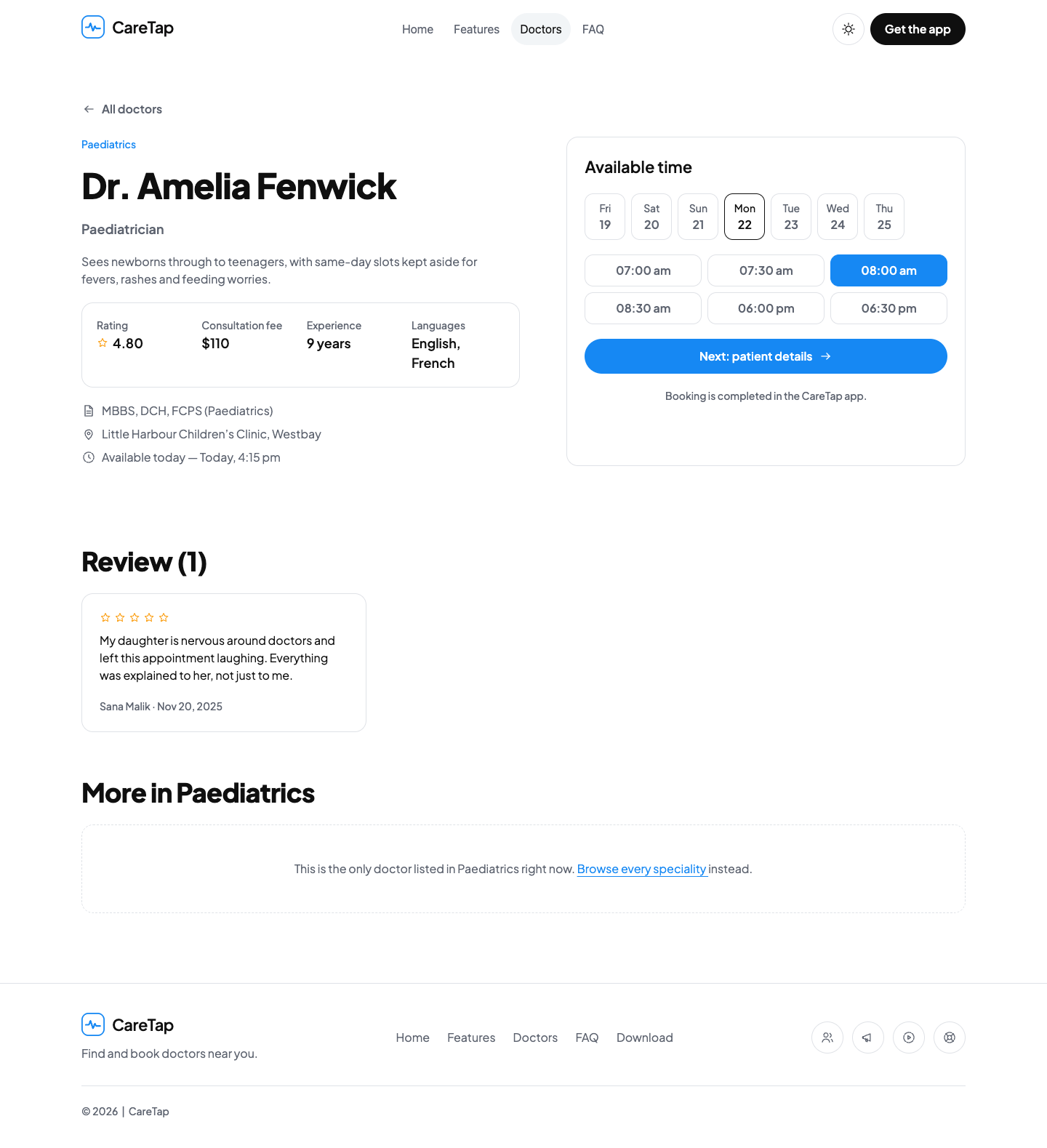 CareTap website template preview 6