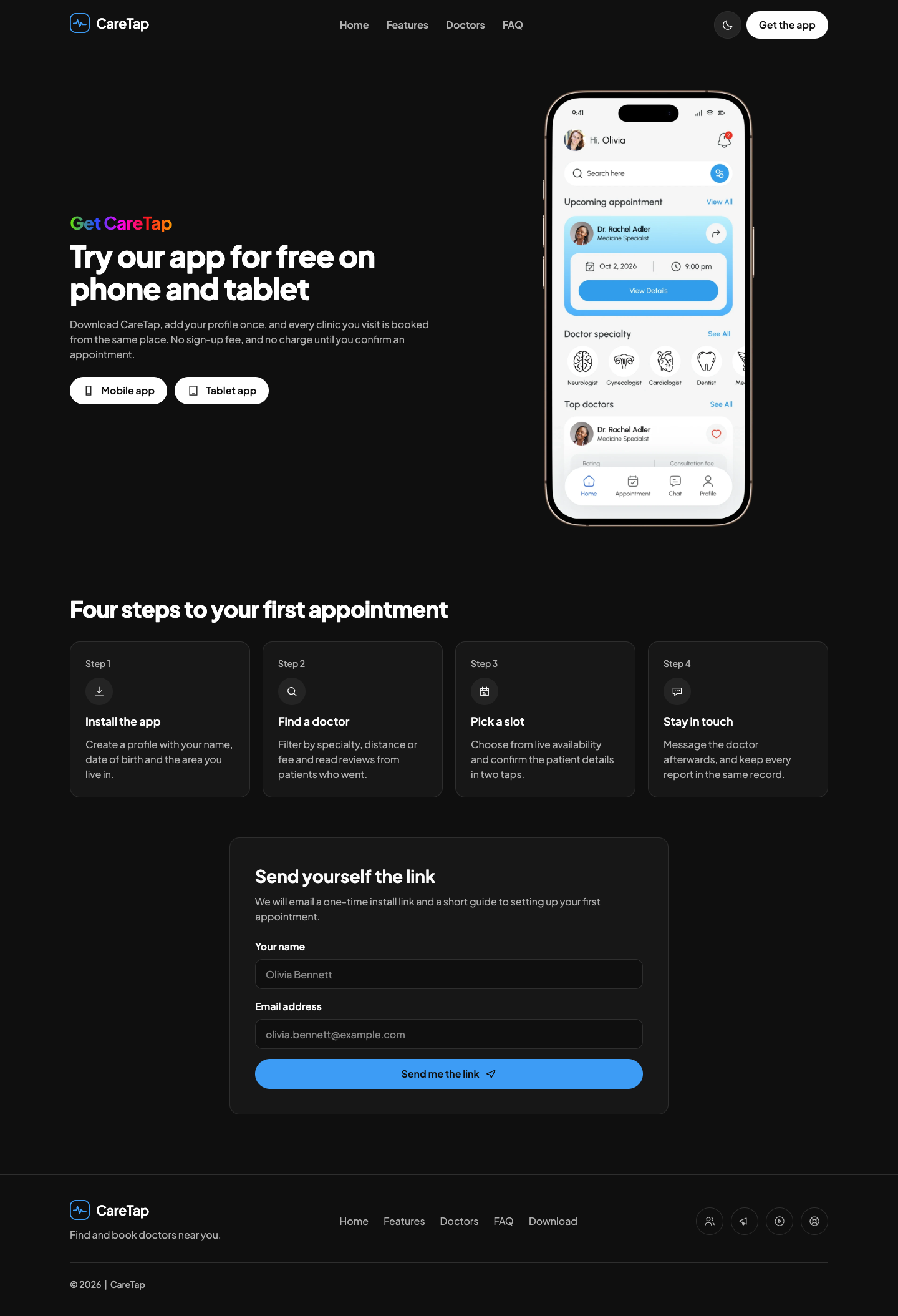 CareTap website template preview 8