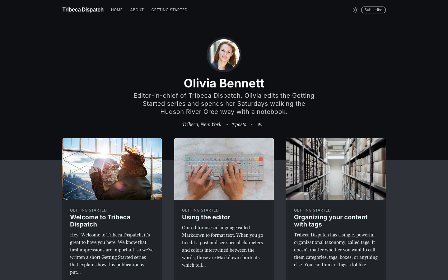 Casper website template preview 3