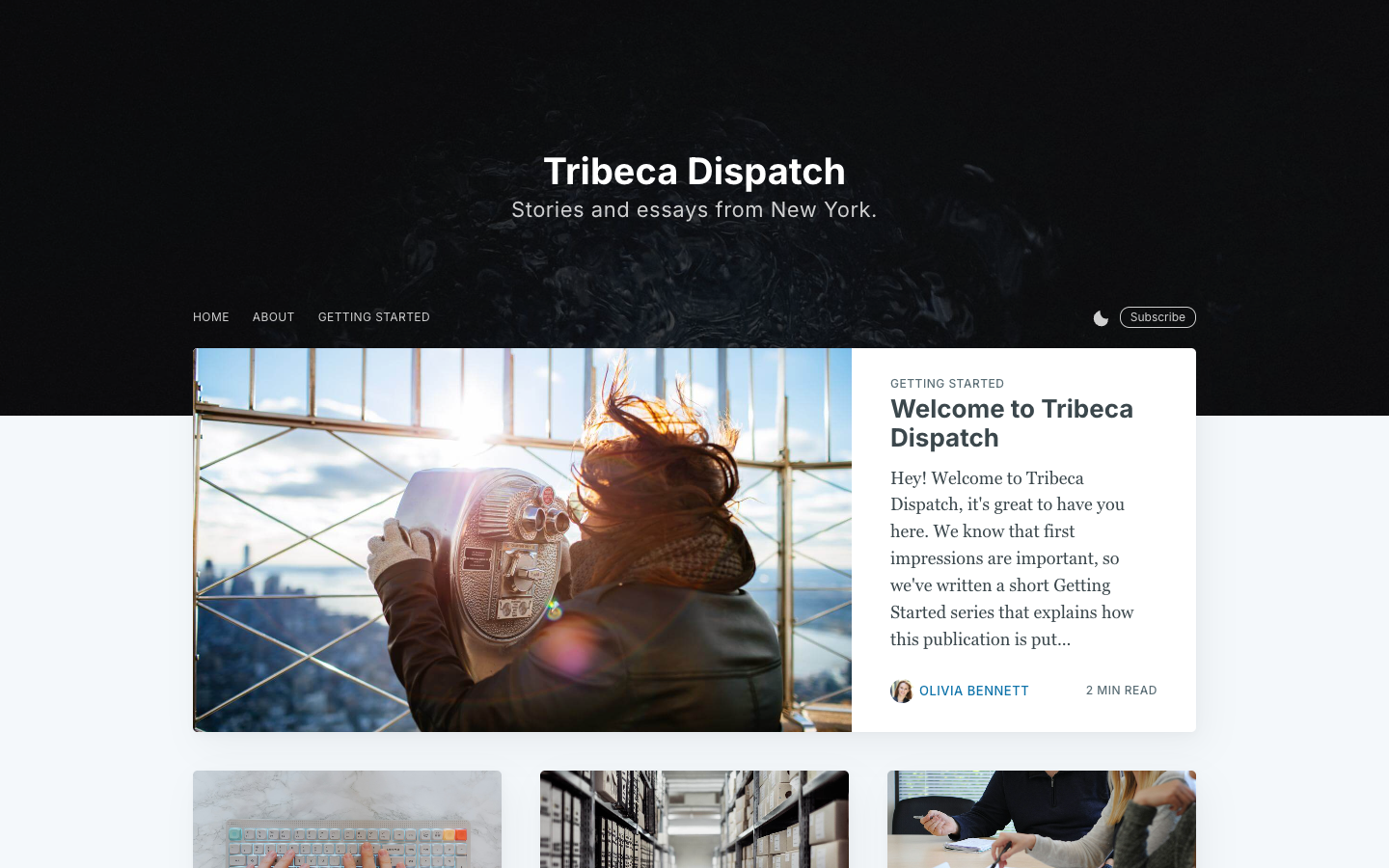 Casper website template preview