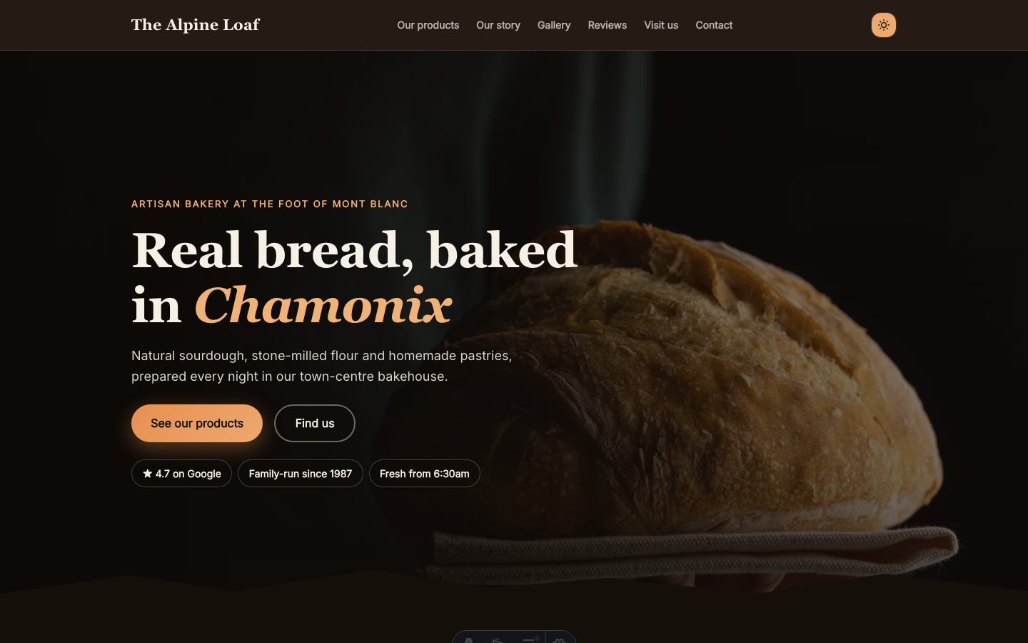 The Alpine Loaf website template — page 2