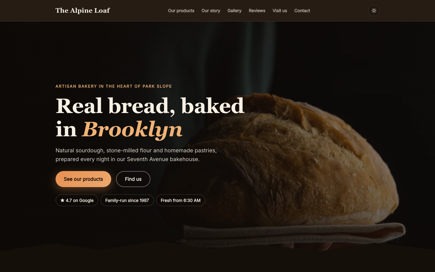The Alpine Loaf website template preview 2