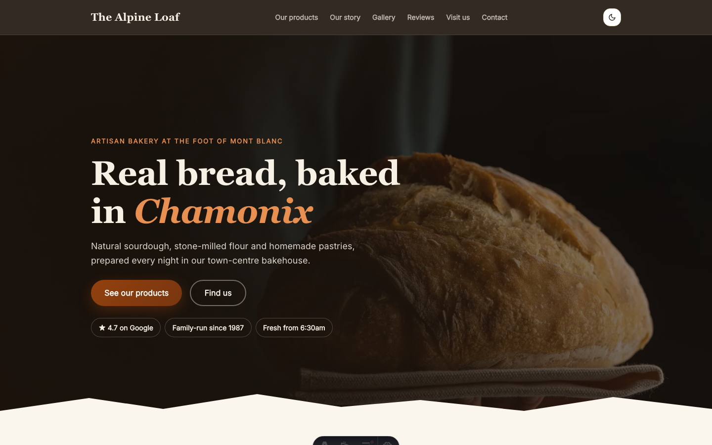The Alpine Loaf website template preview