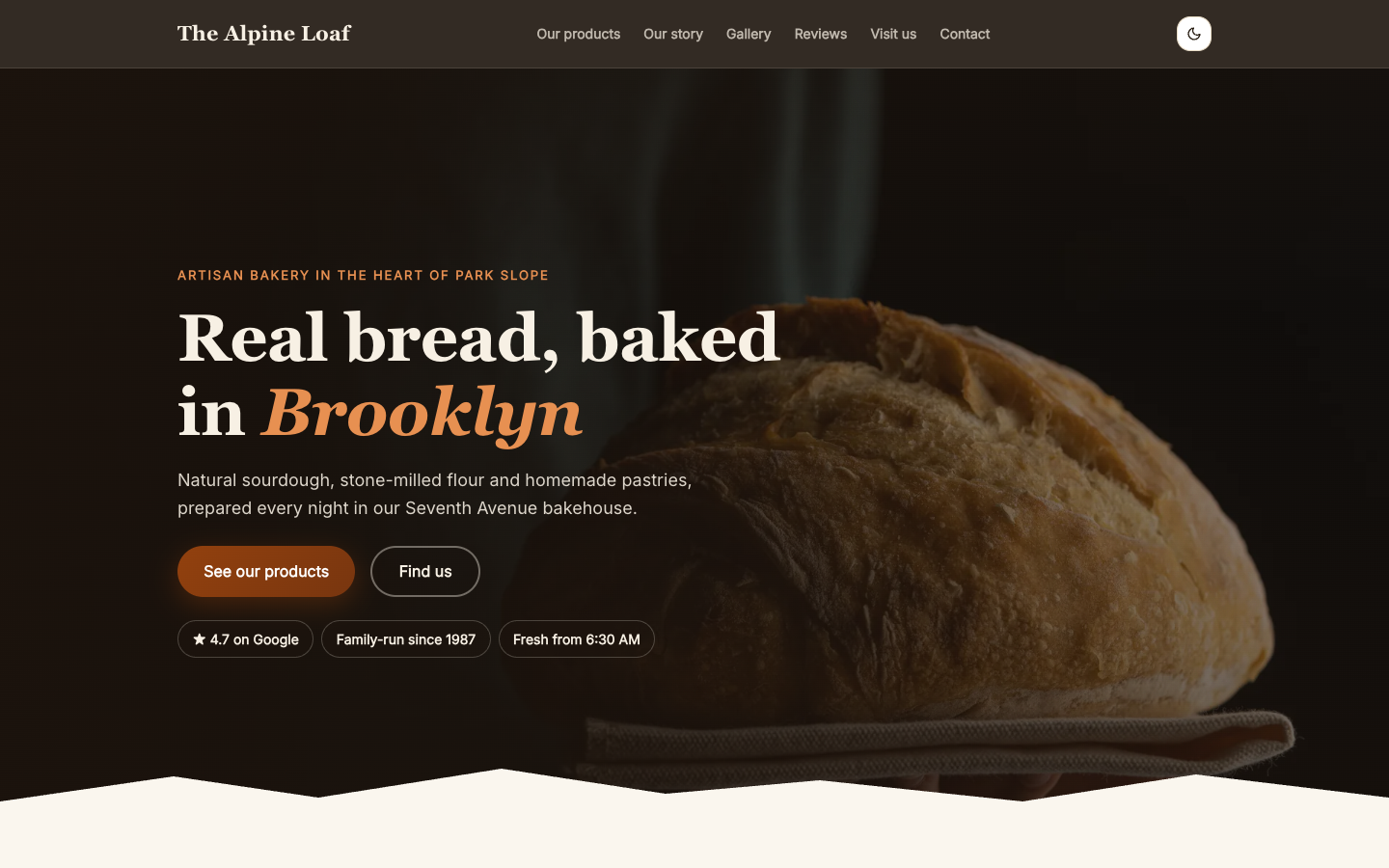 The Alpine Loaf website template preview