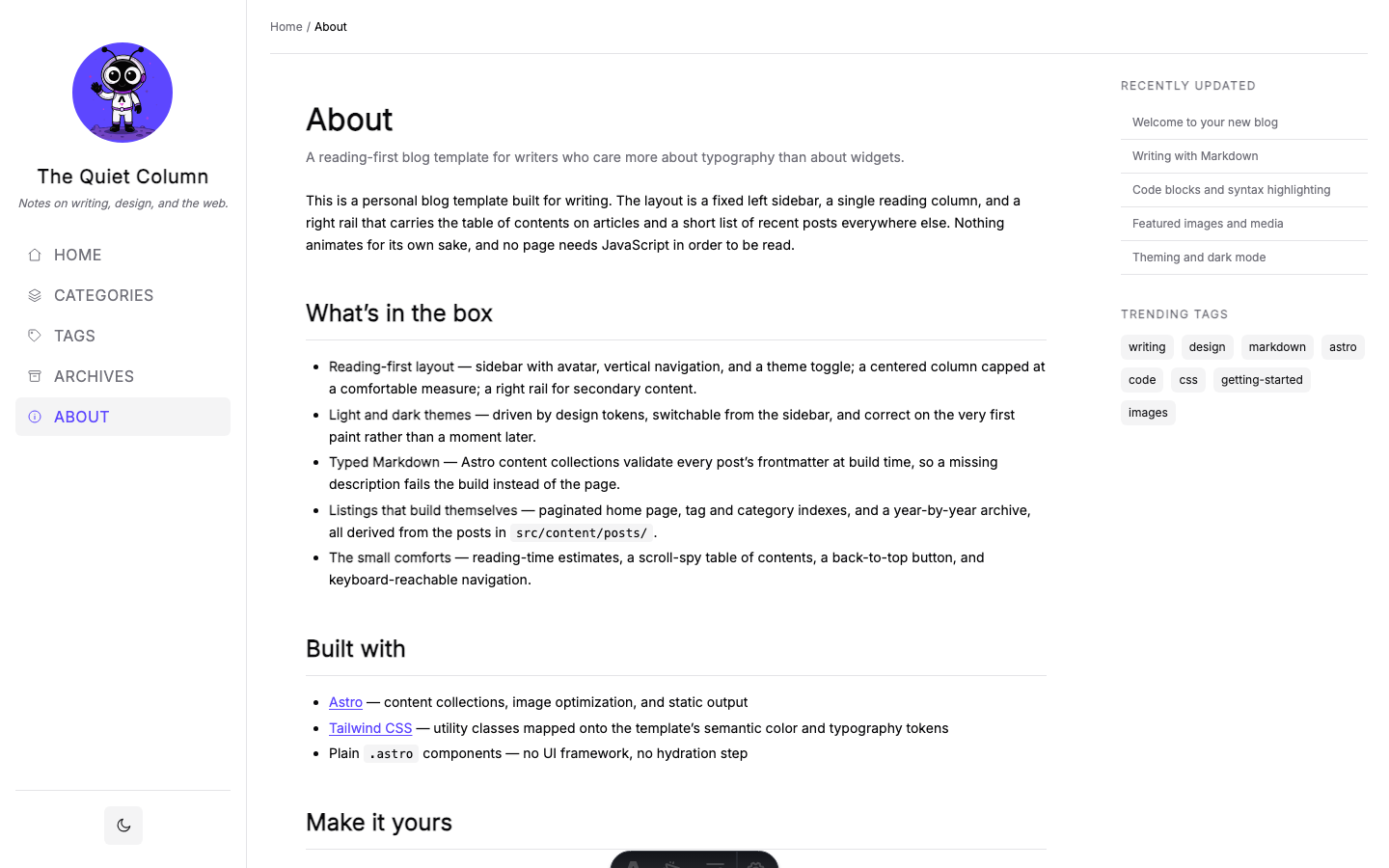 Chirping website template — page 3