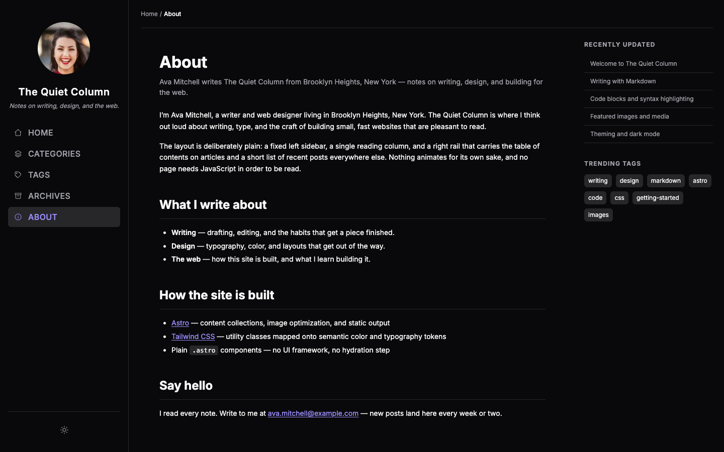 Chirping website template preview 3