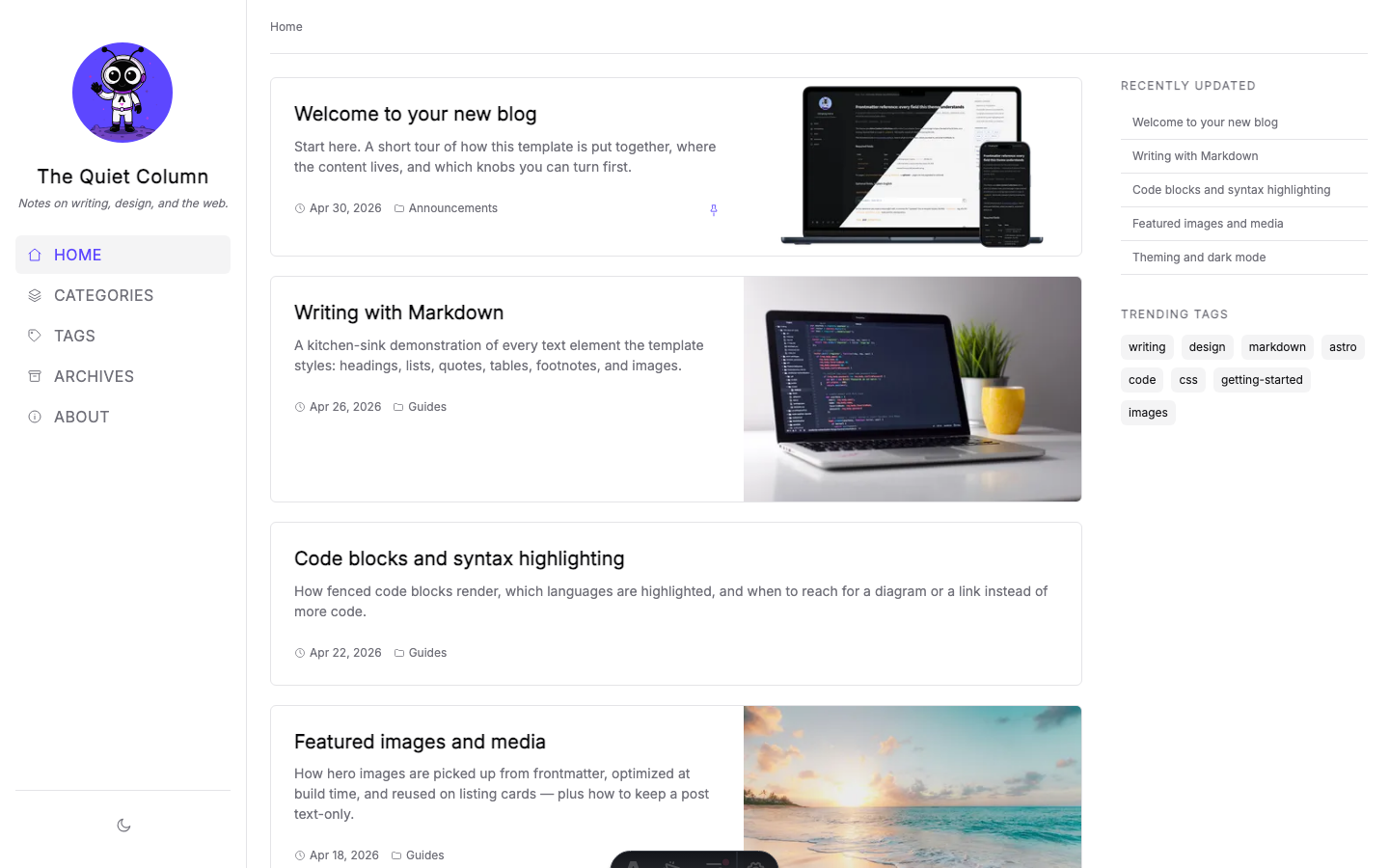 Chirping website template preview