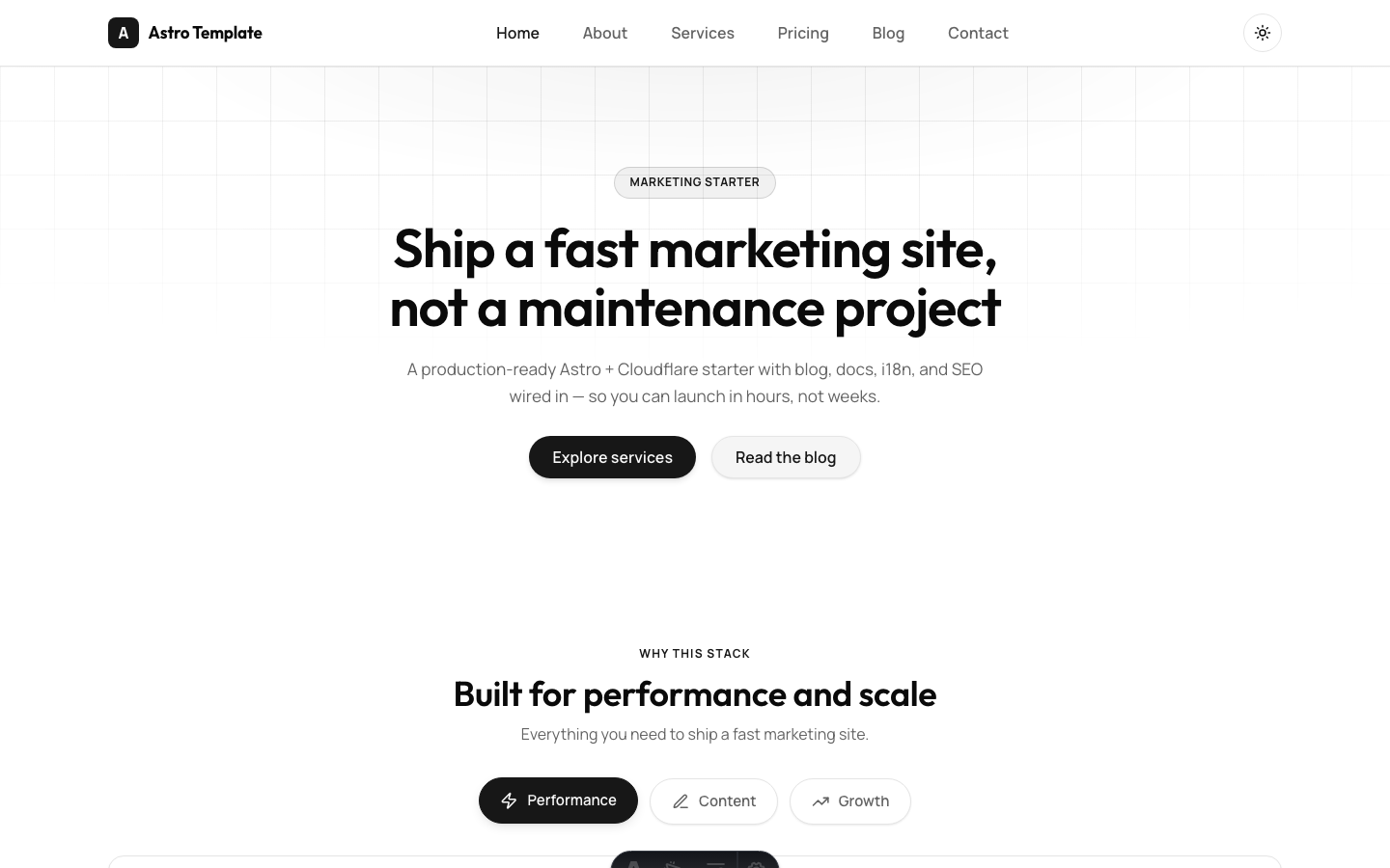 Cloudflare-Style SaaS Site website template preview